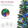 6ft Tall Pencil Prelit Artificial Christmas Tree Holiday Décor with 390 Branches, 150 Colorful LED Lights, Steel Base, Green