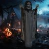 Creepy Halloween Skeleton Witch Decoration Animated Prop with Light Up Eyes and Chest Howling Chain Sound