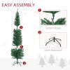 6ft Tall Pencil Prelit Artificial Christmas Tree Holiday Décor with 390 Branches, 150 Colorful LED Lights, Steel Base, Green
