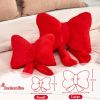 Red Bow Pillow, Soft Bow Decorative Pillows with Faux Rabbit Fur, Cute 16" Bow Throw Pillows