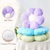 Cute Blue Flower Shaped Throw Pillow with Faux Rabbit Fur, 14.9" Soft Plush Floor Pillow for Bedroom/Living Room