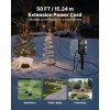 Outdoor Power Stake, 50 FT Extension Cord, Outdoor Power Strip Weatherproof with Cover and Overload Protection, 6 Outlets, 15A/1875W