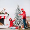 7 FT Snow Flocked Pre-lit Artificial Pencil Christmas Tree, Hinged Xmas Pine Tree with 1100 Branch Tips and 400 Lights for Holiday Party Office Home