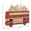 Christmas Advent Calendar Wooden with 12 Drawers Santa Claus Street House Bus Shape