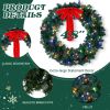 46in Pre-lit Christmas Wreath, Lighted Artificial Xmas Wreath with 150 Warm & Multi-color Lights and 450 PVC Tips, Remote Control Stepless Dimming