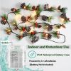 Christmas Garland Lights 6.56FT Holiday Prelit Garlands Pine Cone Garland with Red Berry Upgraded Battery Operated Garland with LED Lights Xmas Decor