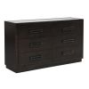 Modern Bedroom Furniture 1pc Dresser of 6x Drawers Charcoal Finish Glass Insert Top Stylish Gunmetal Tone Handles