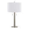 Master 29" Contemporary Metal Table Lamp in Polished Nickel and White Linen Shade from Grandview Gallery by - Set of 2