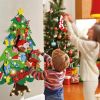 Felt Christmas Tree for Toddlers with Christmas Stockings, Xmas Wall Hanging Ornaments Decorations kit with String Lights for Kids to Decorate