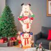 5.6 Feet Lighted Stacked Snowmen Christmas Decoration