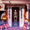 2PCS Halloween Mantle Scarf (96"x18") - Black Lace with Spider Web, Spider & Bat Design, Soft Anti-Crease Fabric - Perfect for Fireplace