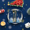 Horaldaily Christmas Tablecloth 60x84 Inch Rectangular, Christmas Trees Blue Grey Washable Seasonal Table Cover for Party Picnic Dinner Decor