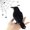 3 Pack Black-Feathered Crows Halloween Decorations - Realistic Artificial Handmade Black Feathered Crows for Halloween Party & Outdoor/Indoor Decorati