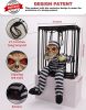 Screaming Animated Halloween Decorations, Halloween Decor Prop with Motion Sensor, Scary Skull Cage Prisoner Haunted House Decor