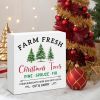 Christmas Decor, Xmas Trees Wood Box Sign, Farmhouse Christmas for Desk Table Shelf 5 x 5 Inches