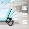 Outdoor Lounge Chair, 2 Pieces Aluminum Plastic Patio Chaise Lounge with 5 Position Adjustable Backrest and Wheels