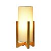 14-Inch Natural Wood Uplight Table Lamp with Linen Shade