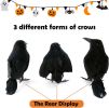 3 Pack Black-Feathered Crows Halloween Decorations - Realistic Artificial Handmade Black Feathered Crows for Halloween Party & Outdoor/Indoor Decorati