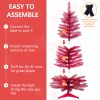 4FT Red Christmas Tree with 50 UL Lights, 122 PVC Tips – Prelit Artificial Holiday Tree for Indoor Decoration, Small Space, Tabletop, Apartment