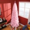 8" Artificial Christmas Tree Douglas Fir Pencil Christmas Tree with 1168 Realistic Branch Tips, Pink