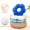 Beige Flower Pillow, Cute Decorative Flower Shaped Throw Pillow with Faux Rabbit Fur