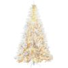 7.5 ft Tall Prelit Artificial Christmas Tree Holiday Décor with 1518 Branches, 500 Warm White LED Lights, Auto Open, White