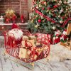 Metal Christmas Santa Sleigh with Large Cargo Area for Gifts