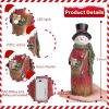 Christmas Snowman with LED Light Decorations, Christmas Snowman Light Up for Home Indoor Party, Holiday Resin Snowmen Statue Art Decor