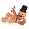 9.8ft Reclining Gingerbread Man, 6 LED Lights, Drawstring Bag, Christmas Inflatable Decoration, 12V, 1500mA, US Standard