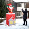 7FT Christmas Inflatable Santa in Chimney Up and Down, Blow Up Decoration with Built-in LED Lights for Indoor Party