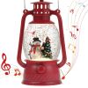 Snow Globe Christmas Decorations Indoor, Snowman Lighted Musical Christmas Snow Globes Lantern with Glitter & 6H Timer