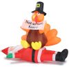 4.9 FT Lighted Christmas Inflatable Decoration, Inflatable Turkey Sitting on Santa Claus