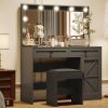 43.4"Makeup Vanity Table, Makeup Table with Large Mirror and 11 LED Light , Brightness Adjustable, Dressing Table Desk with 3 Drawers