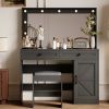 43.4"Makeup Vanity Table, Makeup Table with Large Mirror and 11 LED Light , Brightness Adjustable, Dressing Table Desk with 3 Drawers