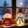 Christmas Table Decorations, 2 Pcs Snowman with Warm White LED Lights