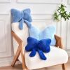 Navy Bow Pillow, Soft Bow Decorative Pillows with Faux Rabbit Fur, Cute 16" Bow Throw Pillows