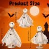 3 Pcs Halloween Decorations Indoor Primitive Halloween Ghost on Wooden Stand Spooky Ghost Tiered Tray Decor Rustic Table Centerpiece for Home Office M