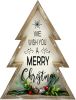 Christmas Decorations for Home Farmhouse Merry Christmas Tree with Pinecones Wooden Decorative Block Rustic Tabletop Xmas Party Holiday Décor