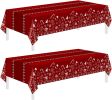 2 Pack Christmas Tablecloths Disposable,Christmas Decorations,54 x 108 Inch,Plastic Table Cloths for Rectangle Tables