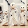 3 Pcs Halloween Decorations Indoor Primitive Halloween Ghost on Wooden Stand Spooky Ghost Tiered Tray Decor Rustic Table Centerpiece for Home Office M