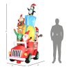 9ft Christmas Inflatables Outdoor Decorations Santa Claus Drives a Gift Car with Elk, Elf and Two Penguins