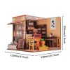 3d wooden puzzle for adults Corner Coffee Shop book nook with lights model kit dollhouse DIY miniature house Birthday and Christmas gifts