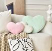 Throw Pillows Heart Pillow Cute Fuzzy Pillows for Bed Livingroom Home Decor Cushion Decorative Aesthetic Preppy Pillows Pink1,Small 13"x10"