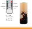 Halloween Flameless LED Candles, Set of 6, Gothic Design with Remote Control, 6 in x 2.15 in, 2AA Battery Operated 400+ Hours, Timer Function