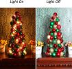 16in Christmas Ball Tree with LED Lights Table Centerpiece Fireplace Decor Indoor Holiday Party Home Decoration Red Gold Green
