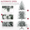 7.5ft Tall Prelit Artificial Christmas Tree Holiday Décor with 850 Snow Flocked Branches, 350 Warm Yellow Clear Lights, Auto Open, Extra Bulb