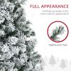9ft Tall Prelit Artificial Christmas Tree Holiday Décor with 1868 Snow Flocked Branches, 600 Warm White LED Lights, Auto Open, Green