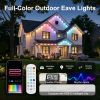 Outdoor Light,50ft with 30 LED Eaves Lights,Smart RGB Outdoor Lights with 75 Scene Modes,IP67 Waterproof,for Halloween Decorations,Christmas,Holiday