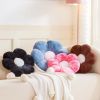 Black Flower Pillow, Cute Decorative Flower Shaped Throw Pillow with Faux Rabbit Fur
