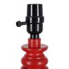 Turned Table Lamp with White Eyelet Linen Shade, Red